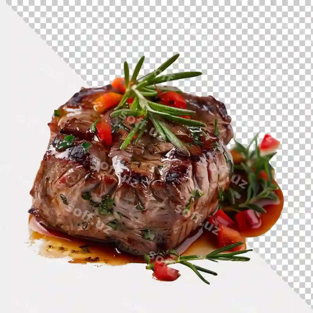 Qovurilgan steak ajraltirilgan shaffof fonda | Grilled steak isolated transparent background