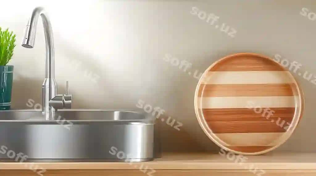 Moen oshxona musaidasi egilgan boshqaruv bilan yog'liq liko noyob metall musda bej wa | Moen kitchen faucet with curved handle wooden plate stainless steel sink beige wa
