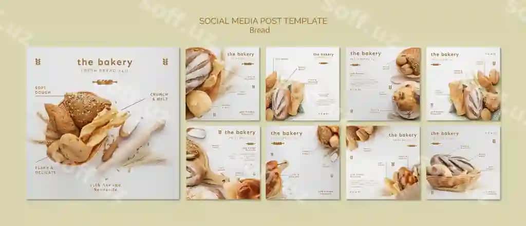Har doim yangi non ijtimoiy tarmoqlar posti | Always fresh bread social media post