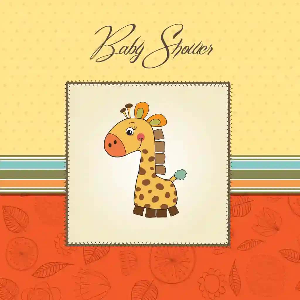 Jirafa tasvirlangan yangi tug'ilgan chaqaloqni e'lon qilish kartasi | New baby announcement card with giraffe