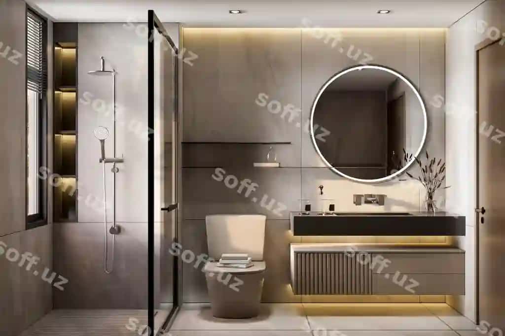 3D render qilish zamonaviy hammom ichki dekoratsiyasi | 3d rendering modern bathroom interior design
