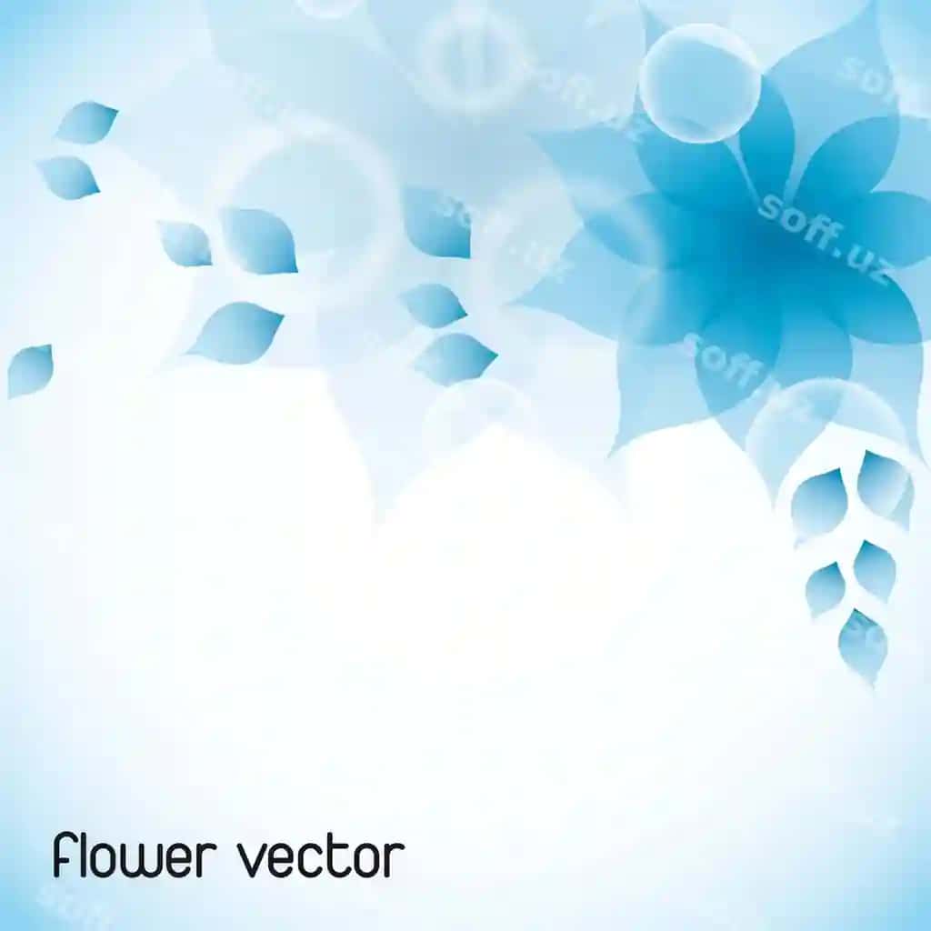 Ko'k gul yelkani bilan ko'k orqa fonda vektor illustratsiyasi | Blue flower with petals blue background vector illustration