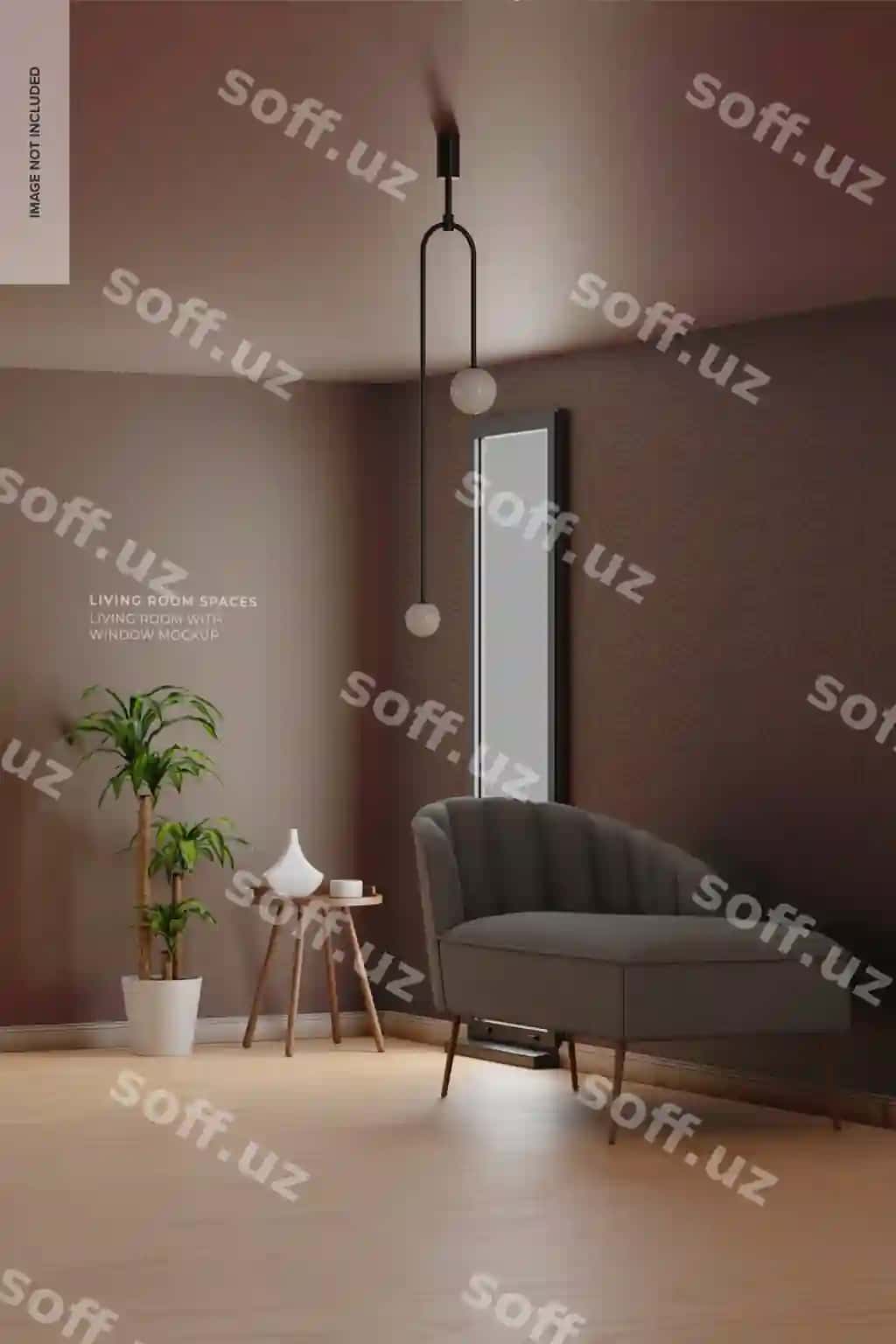 Oyna mockup perspektivali mehmonxona | Living room with window mockup perspective