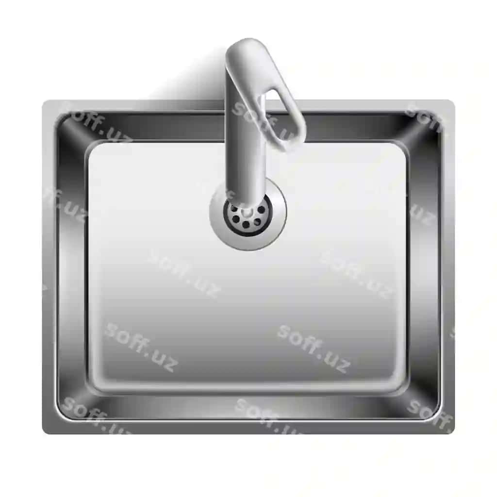 Realistik metal havz yuqori ko'rinishdan ajraltirilgan | Realistic metal sink from top view isolated