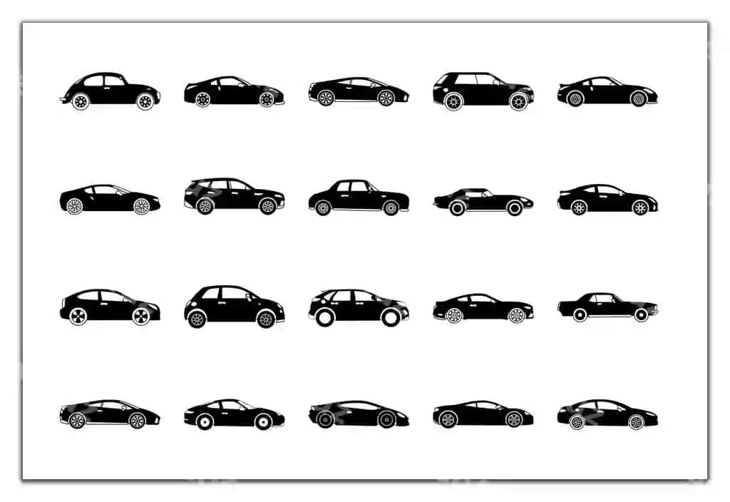 Majmua qora avtomobil siluetlari | Collection black car silhouettes