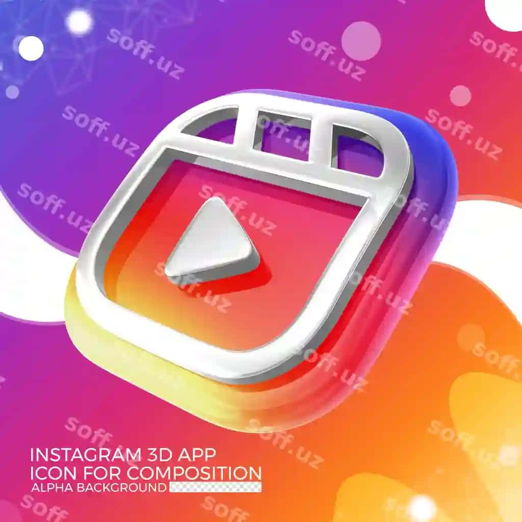 Instagram 3d ilova ikon kompositsiyasi | Instagram 3d app icon composition