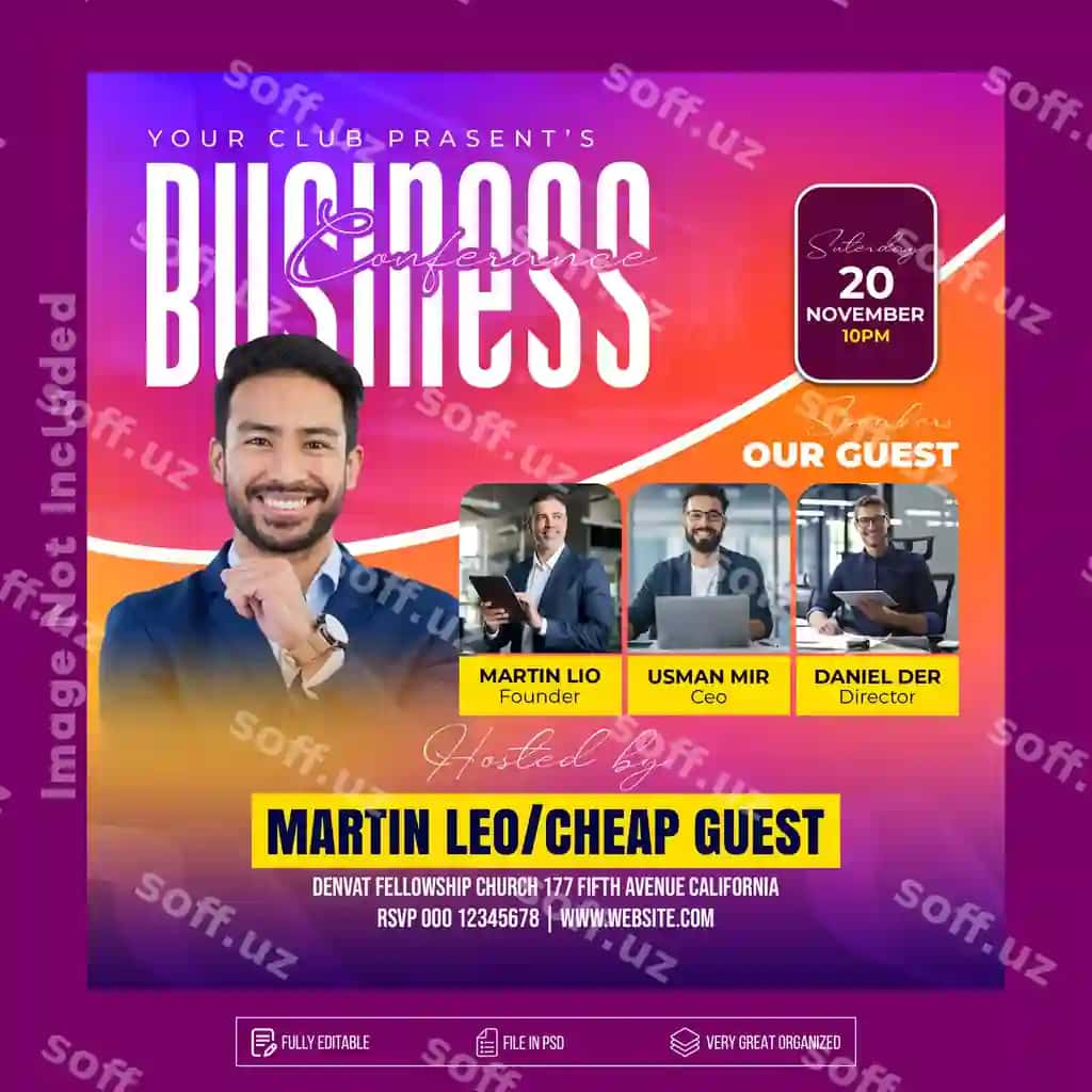 Biznes konferensiya ijtimoiy tarmoqlar banneri | Business conference social media banner