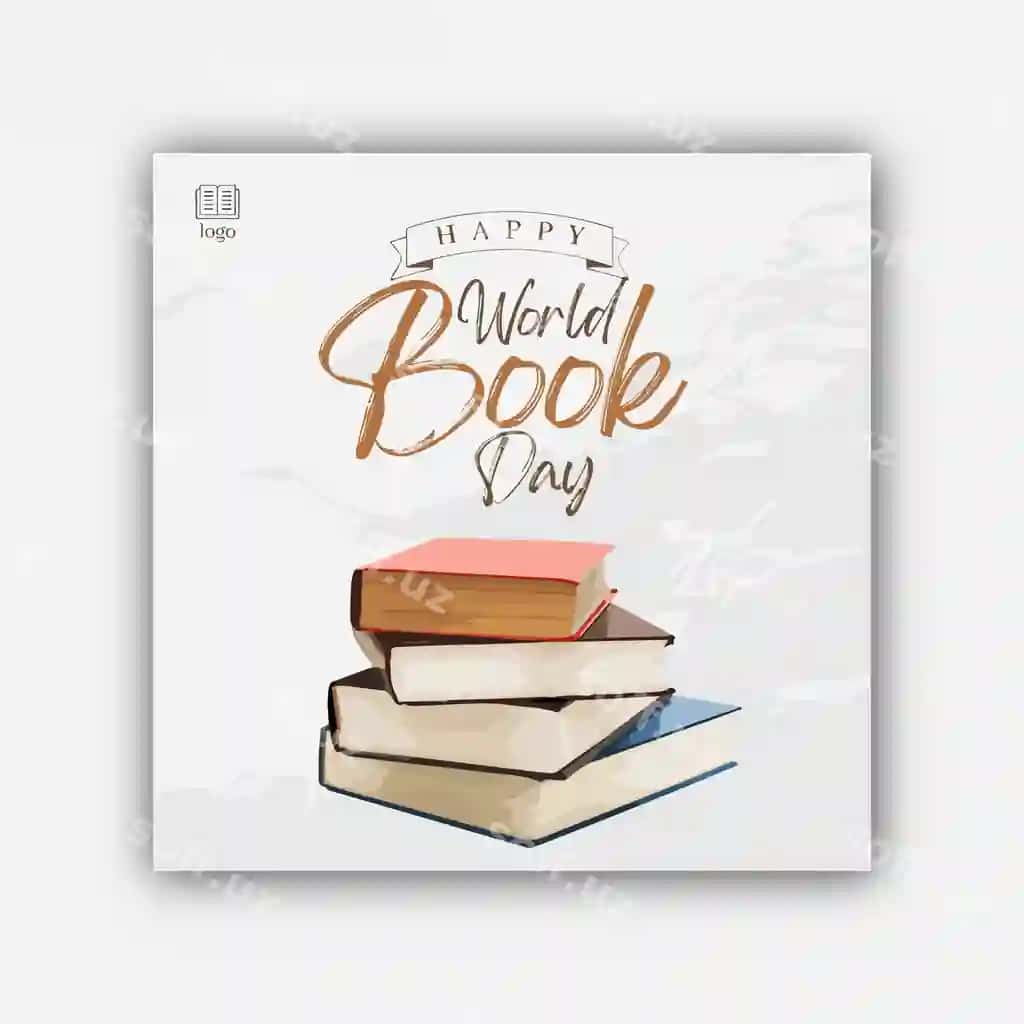 Dunyo kitob kuni bayrami tabrigi ijtimoiy tarmoqlar uchun shabloni | World book day celebration social media post template
