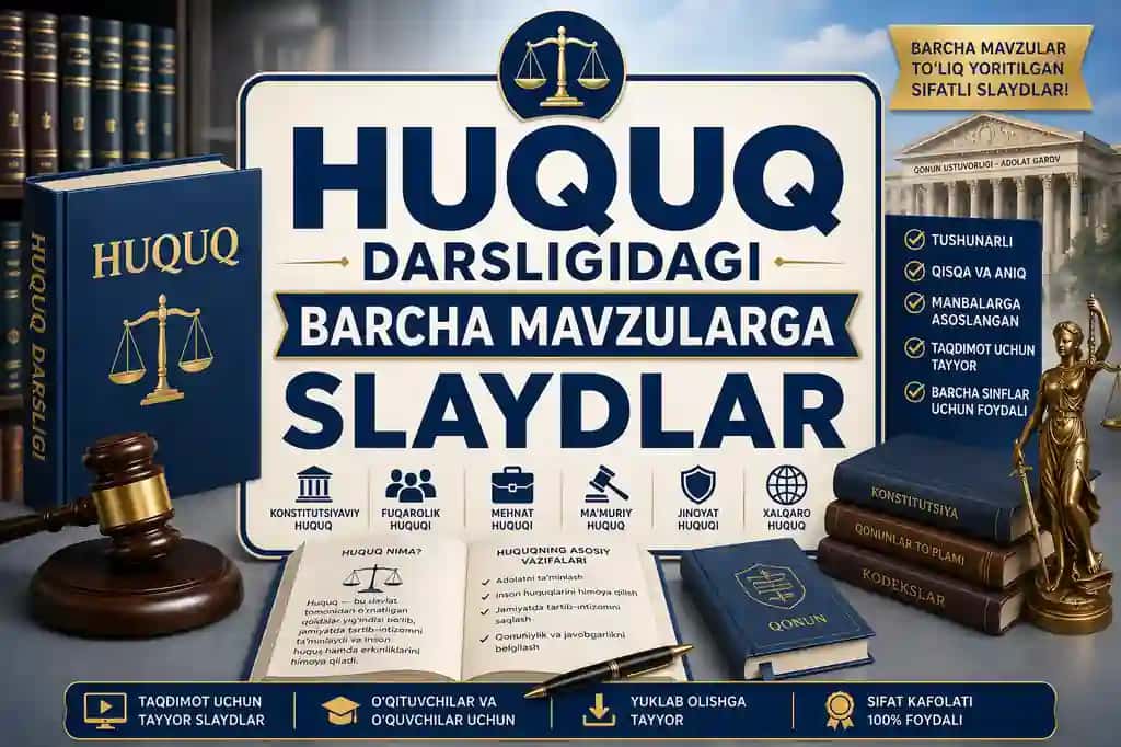 huquq darsligidagi barcha mavzularga slaydlar