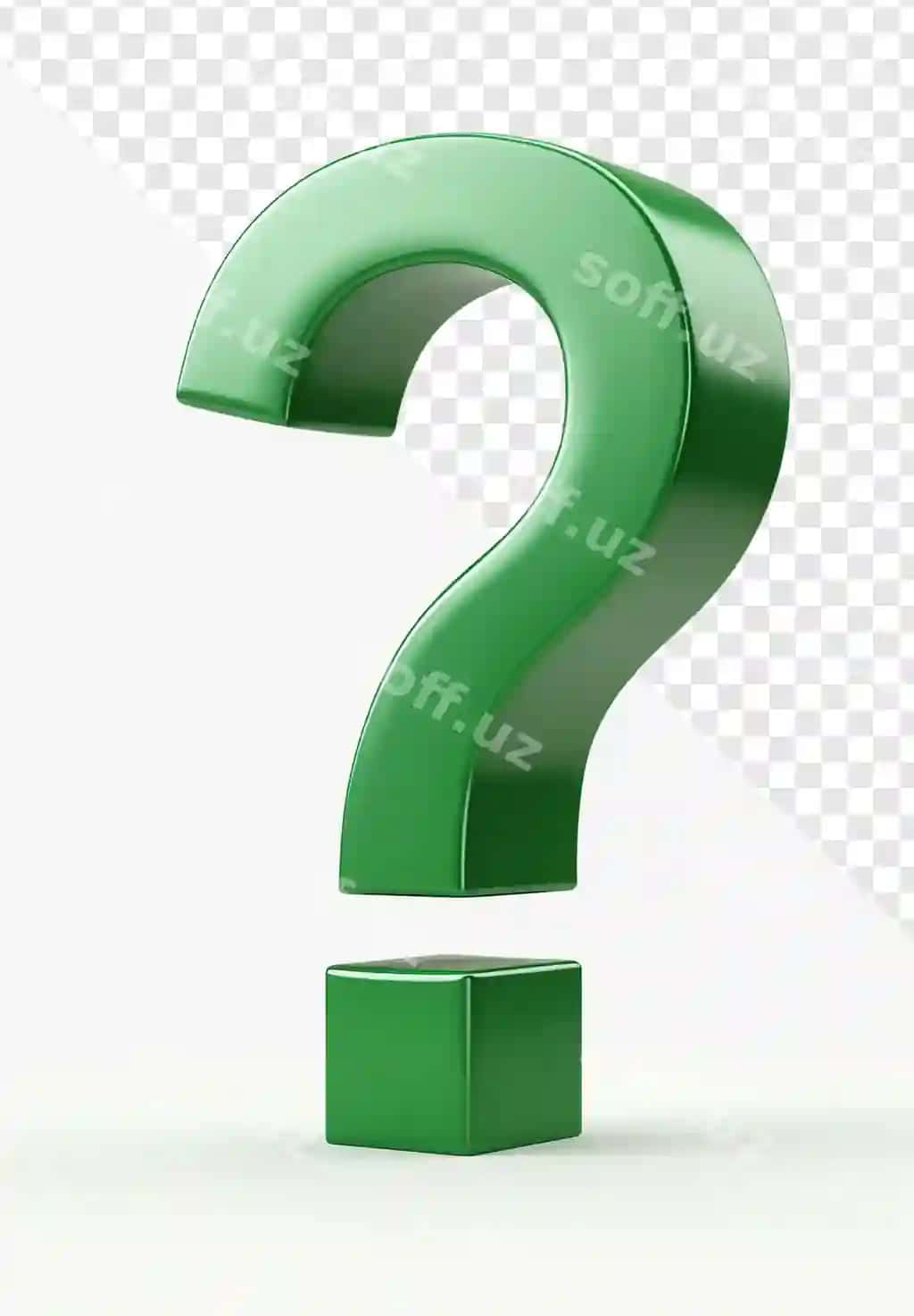 Matte yashil 3 oʻlchovli oq savol belgisi ikonka oq fonda | Matte green 3d white question mark icon white background