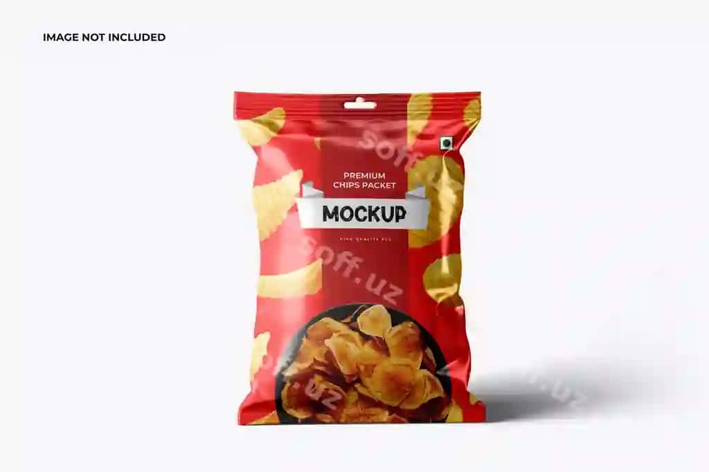 Glossy foil chips packet mockup | Glossy foil chips packet mockup