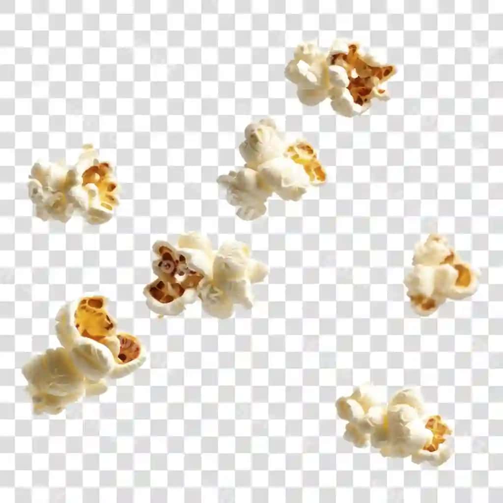Png parvoz qiladigan popkornlar ajraltirilgan orqa fonda snack | Png flying popcorns background isolated snack