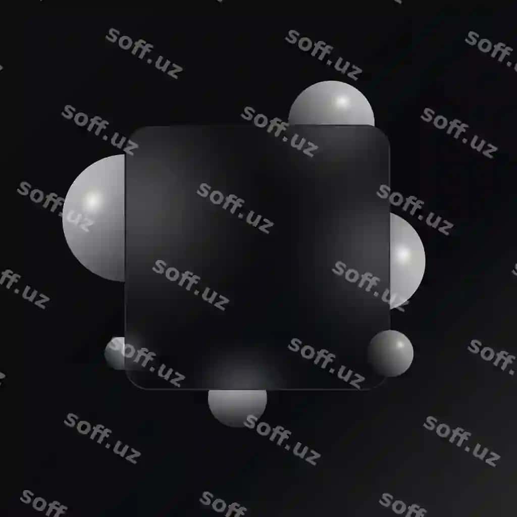 Shisha morfizmi bilan 3D sharlardan olingan geometrik shakllardan qora fon | Black background from 3d spheres geometric shapes with glass morphism
