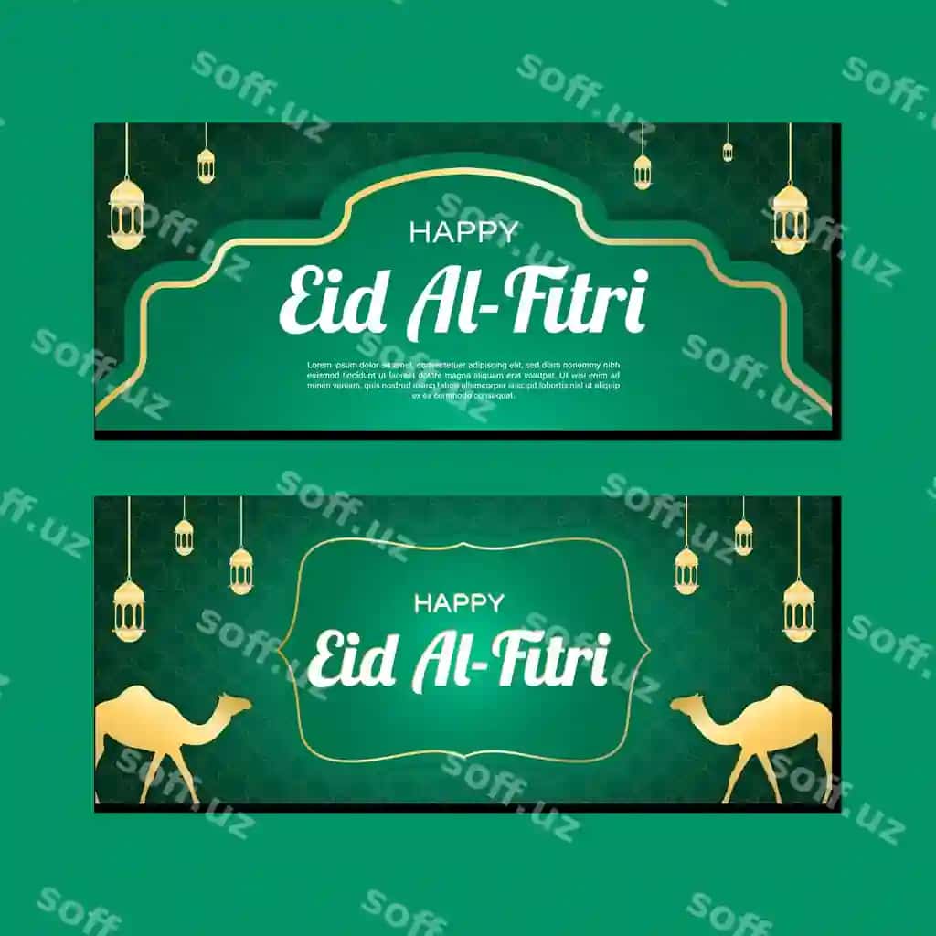Eid al-Fitr muborak ijtimoiy tarmoqlar uchun poster banner muslim xalq uchun elementlar to'plami | Eid al fitri mubarak social media poster banner moslem people set