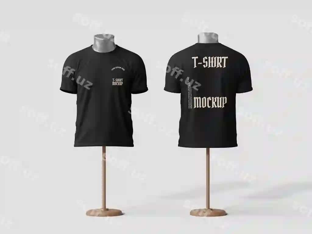 Ikki qora t-shirt chap tomondagi t-shirt bilan ko'rsatiladi | Two black t shirts display with t shirt left