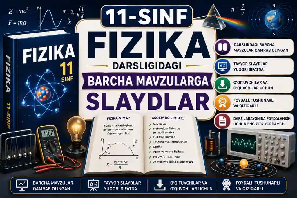 11-sinf Fizika darsligidagi barcha mavzularga slaydlar