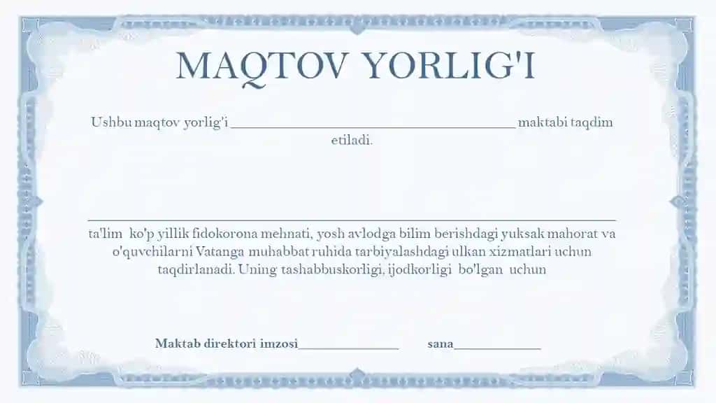MAQTOV YORLIG'I ustoz uchun