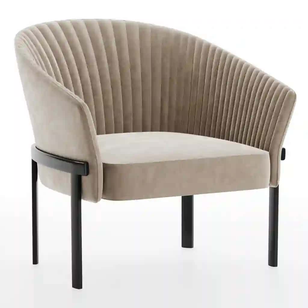 Modern Channel Tufted Velvet Armchair