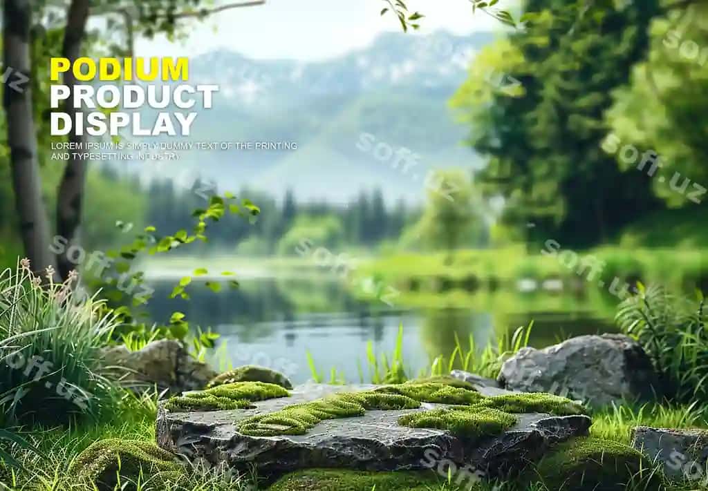 Yozdagi chiroyli tabiiy podium shou mahsulot namoyishi mockup ko'rsatish | Summer elegant natural podium stage product display mockup show