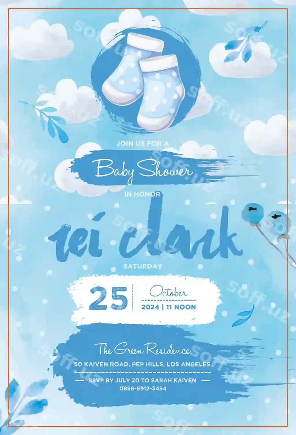Bebi shou taklifnoma shabloni | Baby shower invitation template