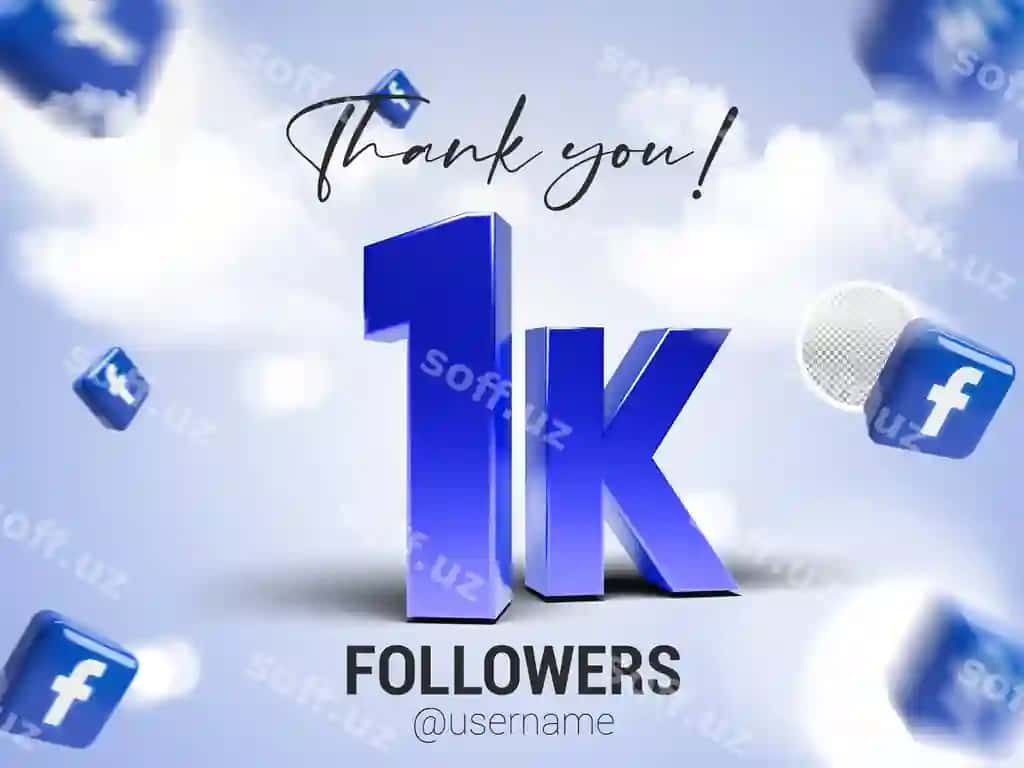Rahmat 1k kuzatuvchilar facebook psd | Thank you 1k followers facebook psd