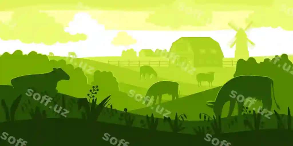 Qishloq manzara siluet kompositsiyasi | Rural landscape silhouette composition