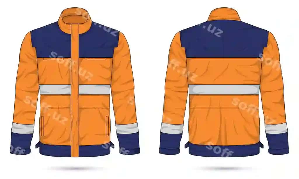 Ish kiyimi shabloni old front va orqa ko'rinish | Workwear template front back view