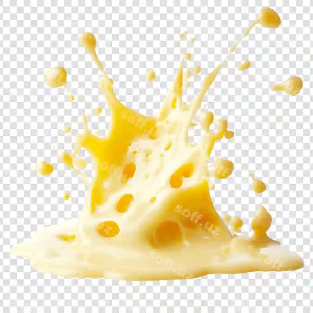 Splash sariq suyuq pishloq shaffof fonda | Splash yellow liquid cheese transparent background