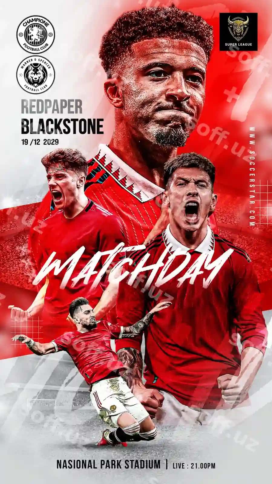 Futbol sport matç kuni flyer ijtimoiy tarmoqlar post baner Instagram | Soccer sports matchday flyer social media post banner instagram
