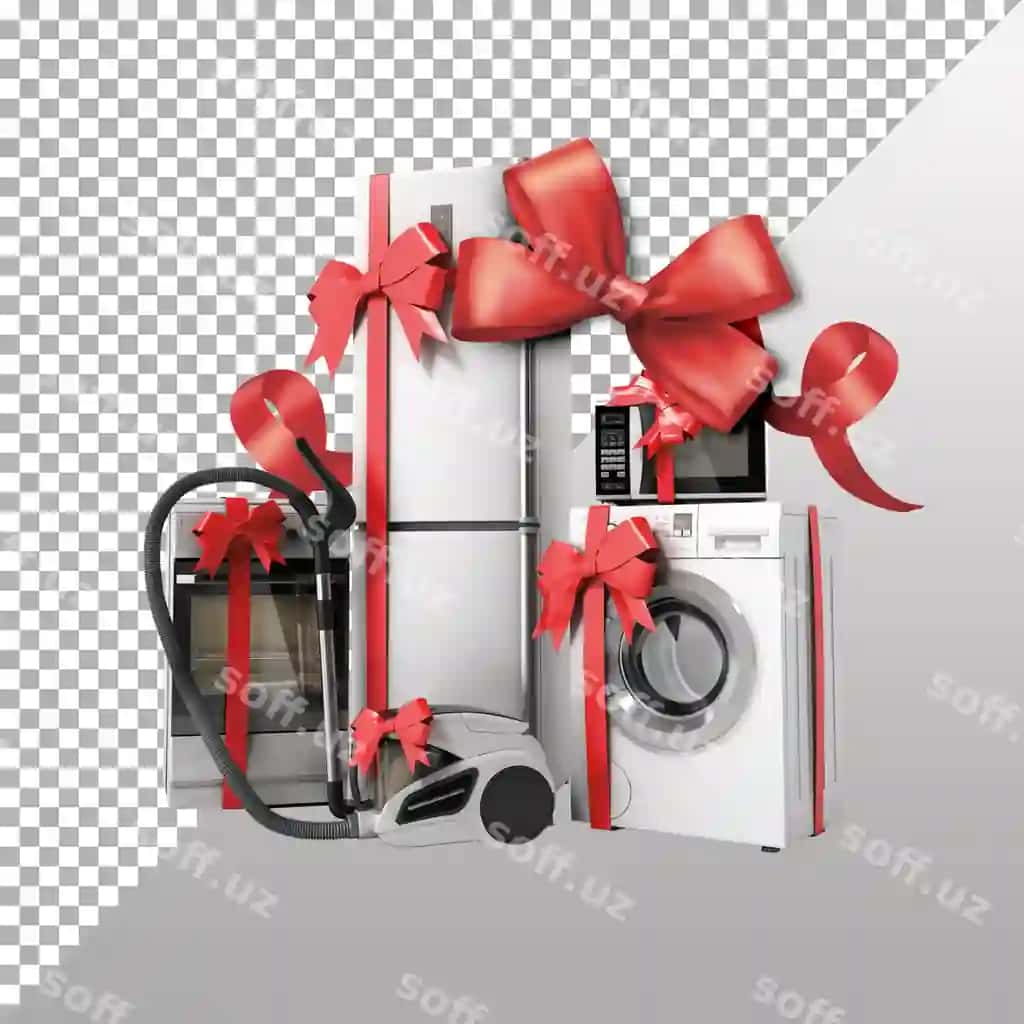Oq qora telefon qizil lenta bog'langan oq xolodilnik | White black phone red ribbon tied white fridge