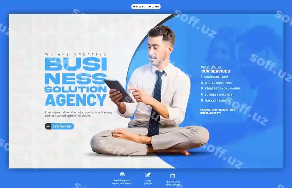 Raqamli marketing agentligi korporativ veb-baner shabloni | Digital marketing agency corporate web banner template
