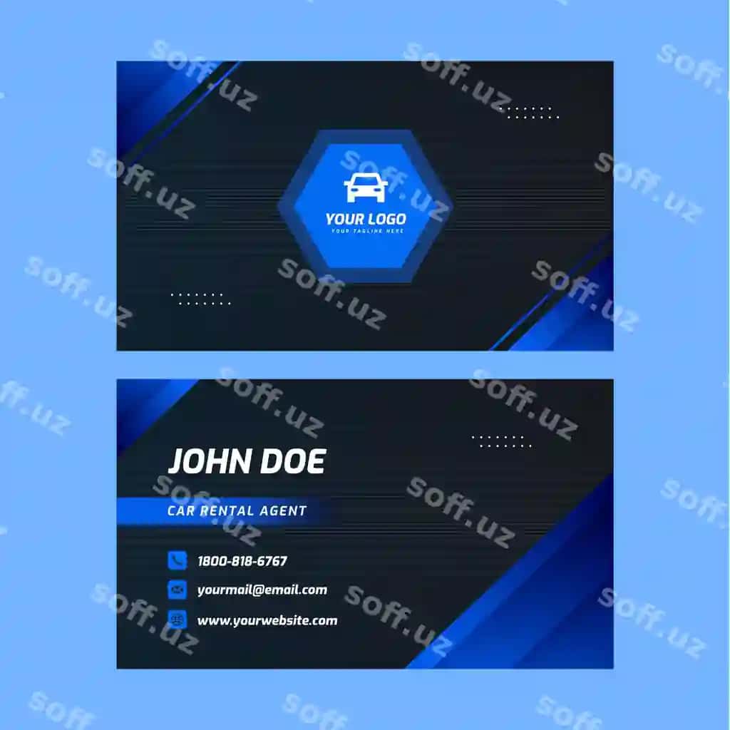 Mashina ijaraga olish xizmati horizontal biznes karta | Car rental service horizontal business card