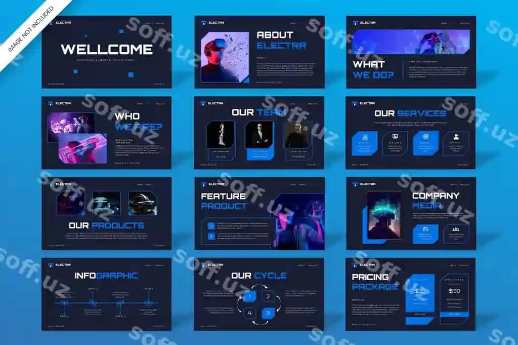 Electra virtual tanlangan haqiqiy taqdimot dizayni shabloni | Electra virtual reality presentation design template