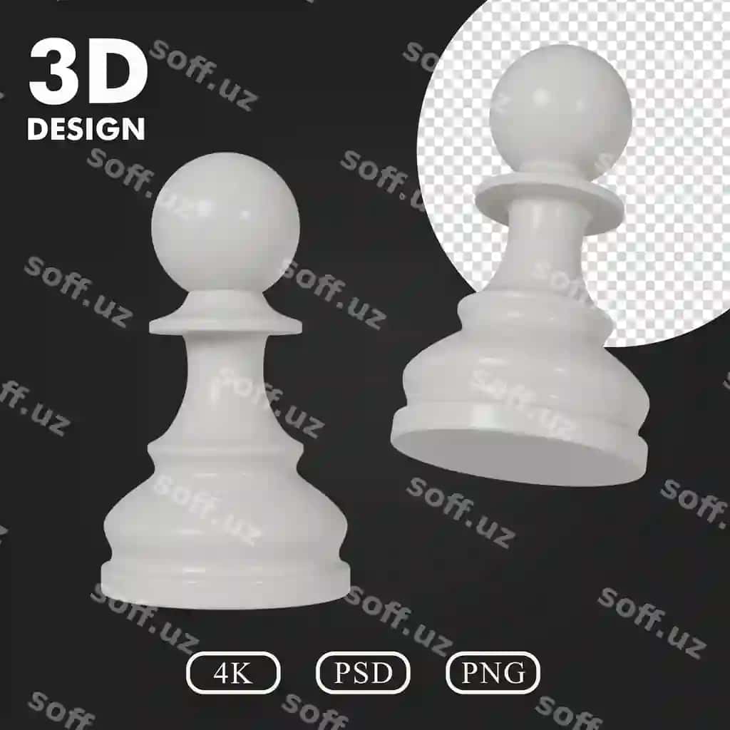 Shaxmat piyoda figurası oq plastik materiyal shaffof orqa fonda | Chess pawn piece white plastic material transparent background