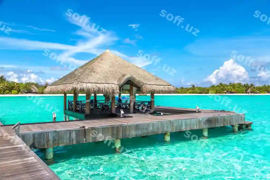 Suv bungalowlari tropik Maldive orol | Water bungalows tropical island maldives