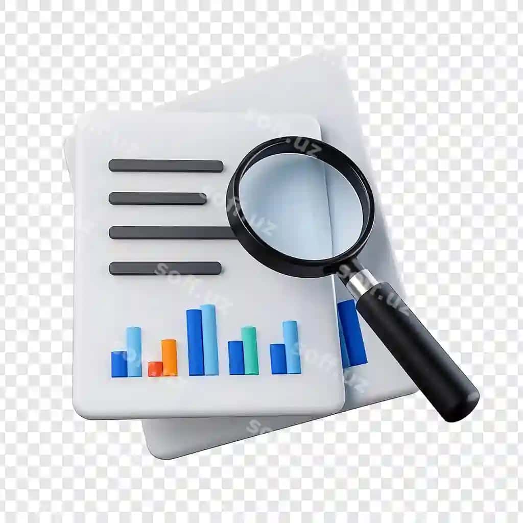 Tahlil qilish biznes ma'lumotlar bilan kattama | Analyzing business data with magnifying glass