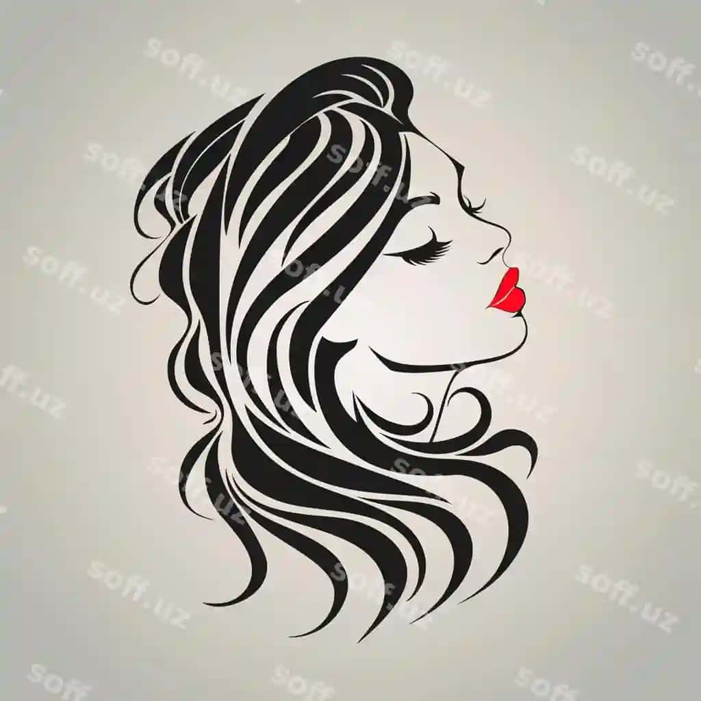 Chizma ayol qizil lablar qora fonda | Drawing woman with red lips black background