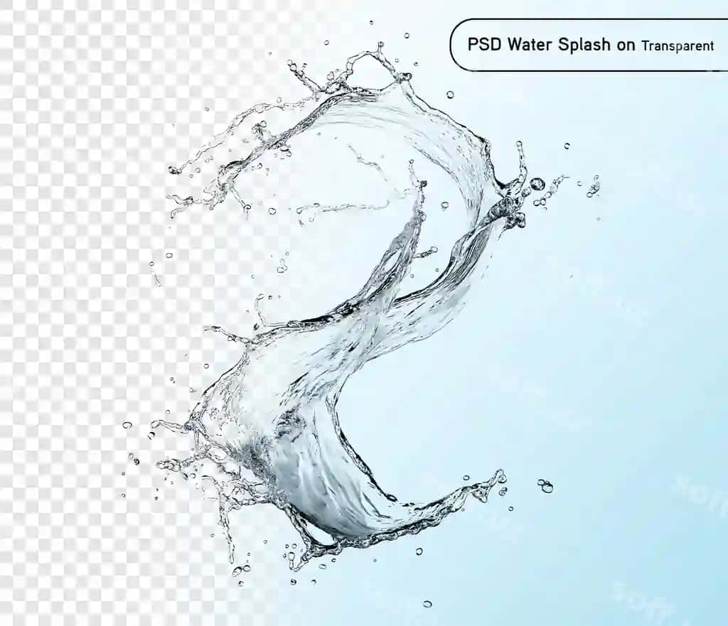 Ko'k suv splaşi ajraltirilgan shaffof orqa fonda psd png | Blue water splash isolated transparent background psd png
