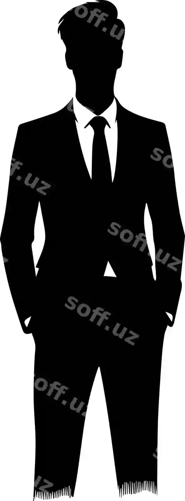 Biznes erkak vektor siluet illustratsiyasi qora rang 9 | Business man vector silhouette illustration black color 9