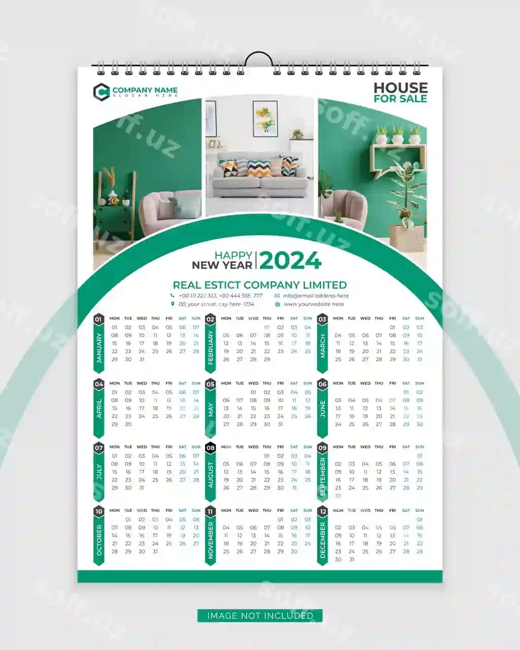 Real estate devor takvimi 2024 | Real estate wall calendar 2024