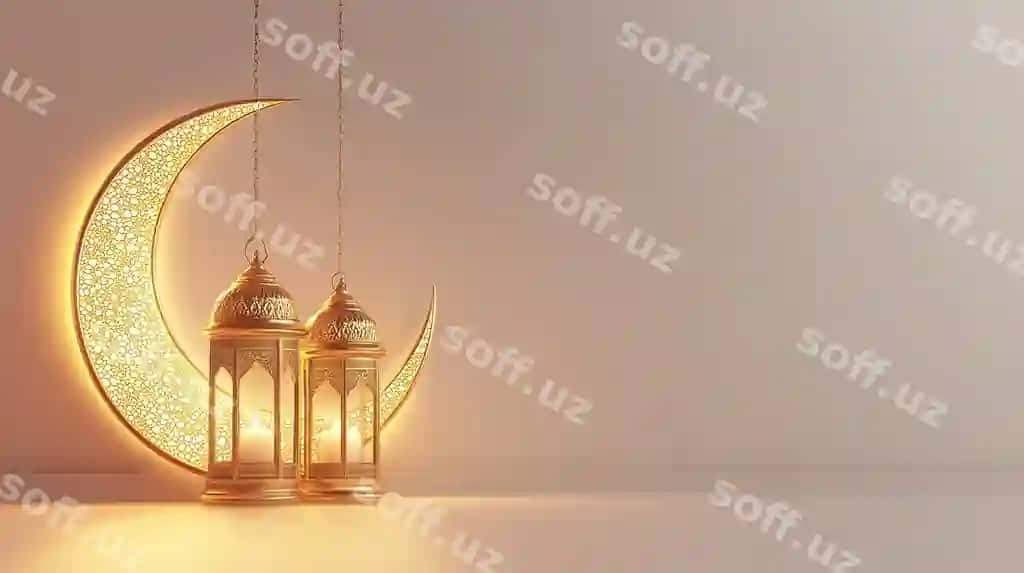 Islamiy bezatish fano va hilol | Islamic decoration with lantern crescent moon