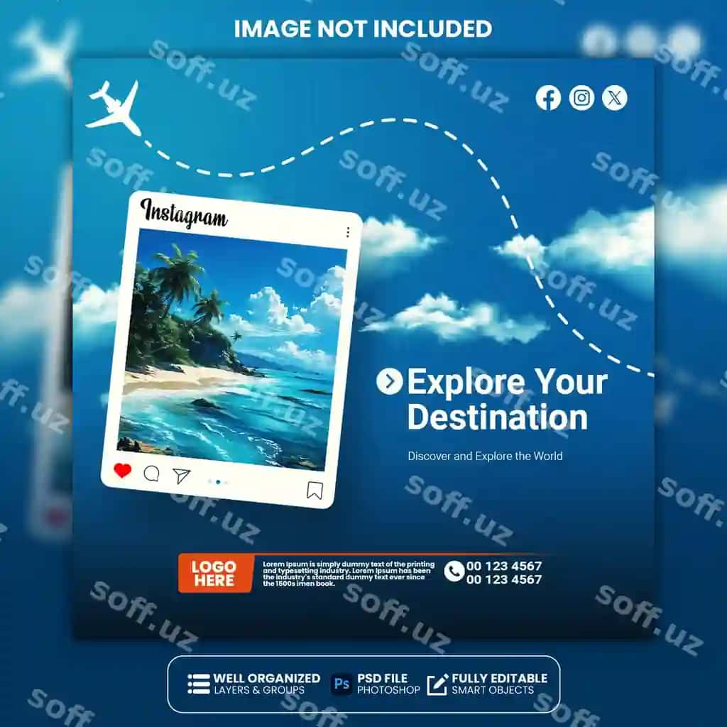 Sayohat ekspeditsiyasi ijtimoiy media post shablon premium | Travel tour social media post template premium