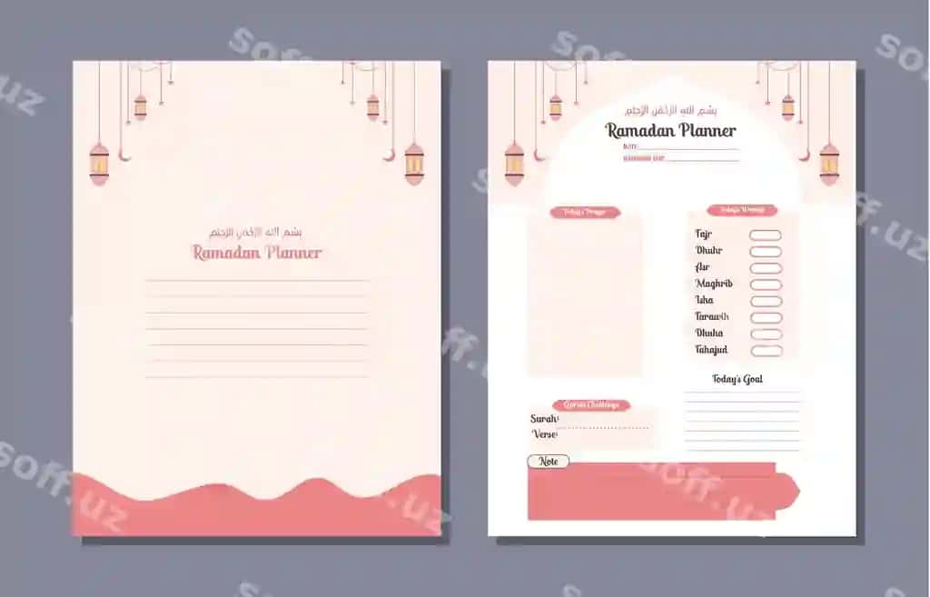 Ramadan rejador daftarcha KDP ichki Ramadan rejador daftarcha shabloni | Ramadan planner logbook kdp interior ramadan planner logbook template
