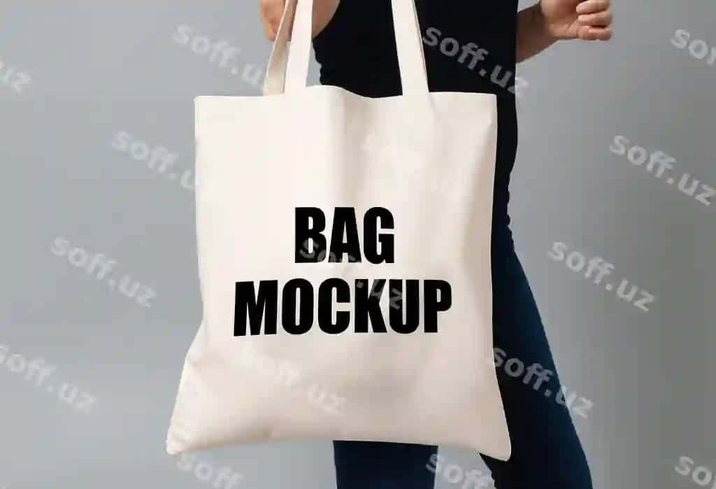 Ayol xaridlar sumkasini tutgan model | Woman holding shopping bag mockup