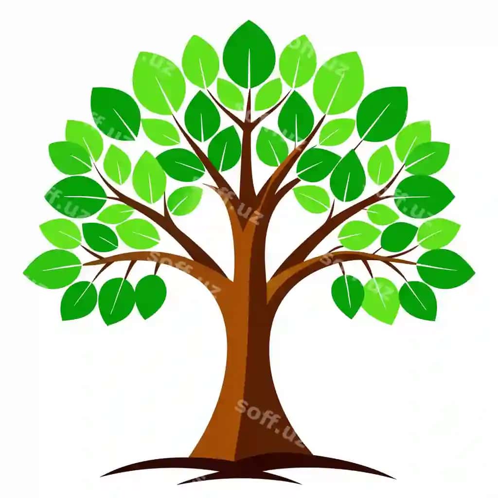 Yashil varaqlari bilan jigarrang darmon jigarrang darmon bilan daraxt | Tree with green leaves brown trunk with brown trunk