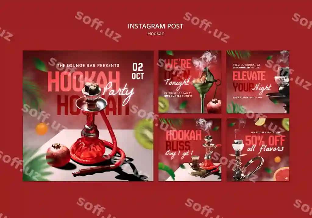 Hookah Instagram posti shablon dizayni | Hookah instagram post template design