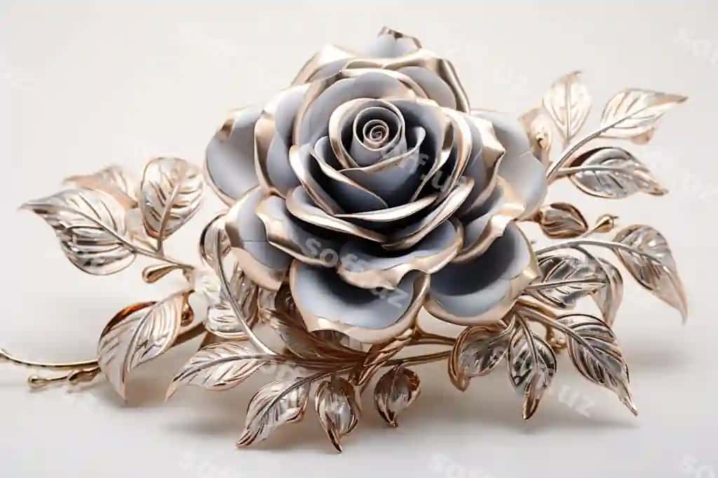 Metal gul oq fon | Metal flower white background