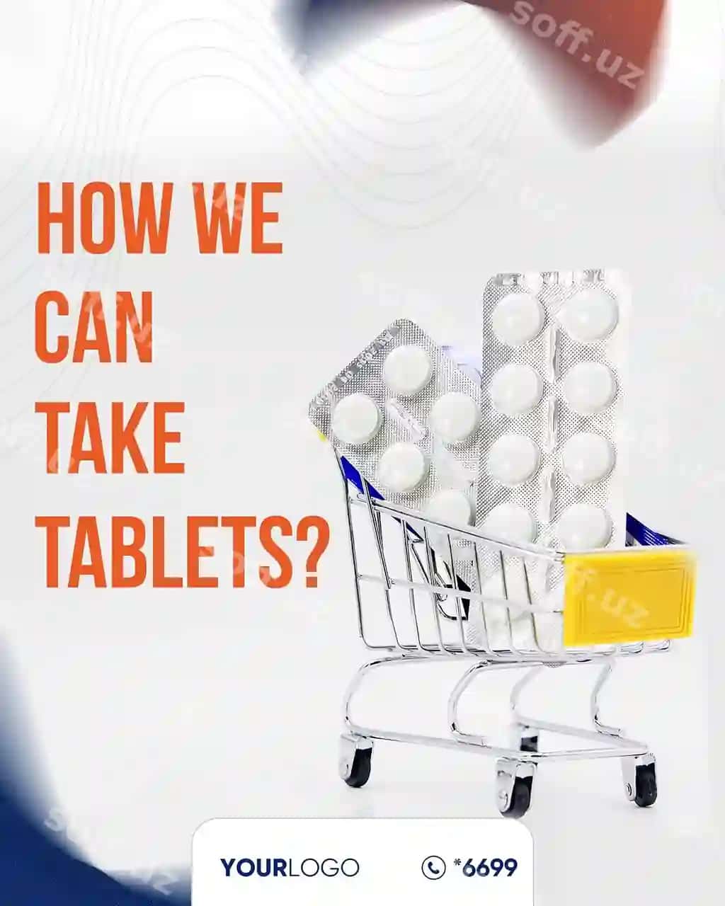 Plakatda karat bor, unda dori ichish uslubi haqida yozilgan. | Poster with cart that says how we can take take take pills