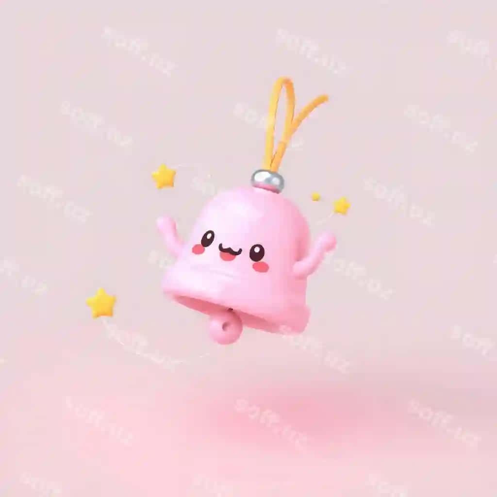 Pushti kartun zangvir va sariq yulduz | Pink cartoon bell with yellow star