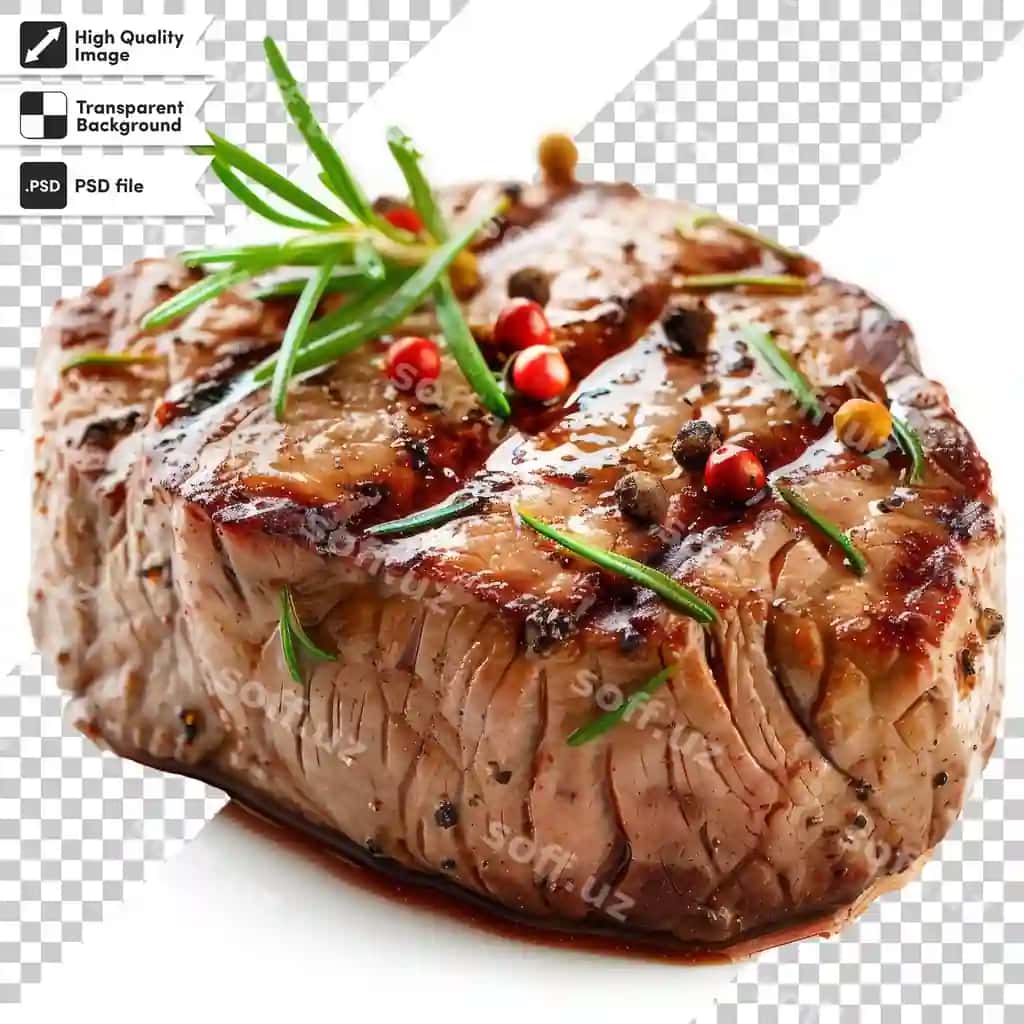Tasavvur qiling steak yuqori qismi yashil petrushka sochi bilan | Picture steak with green sprig parsley top